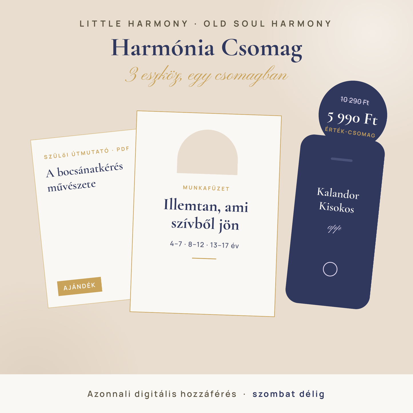 Harmónia Csomag · Munkafüzet + Kalandor Kisokos App + Ajándék PDF